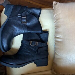 NWOT Black Leather Ankle Boots